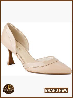 Pointed Toe Kitten Heel Pumps, Faux Leather, D'Orsay Slingback, Dress Shoes